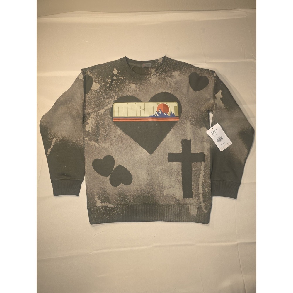 Marmot Pullover Sweater Green Sellout Mens Size Small Bleach Stain Design - Picture 1 of 8